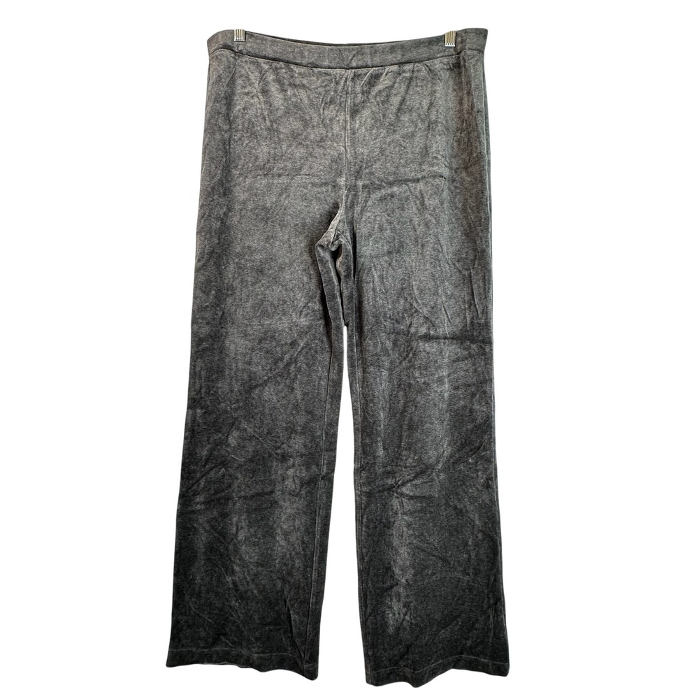 Charter Club Gray Velour Wide Leg Lounge Pants XL High Rise Cotton Blend